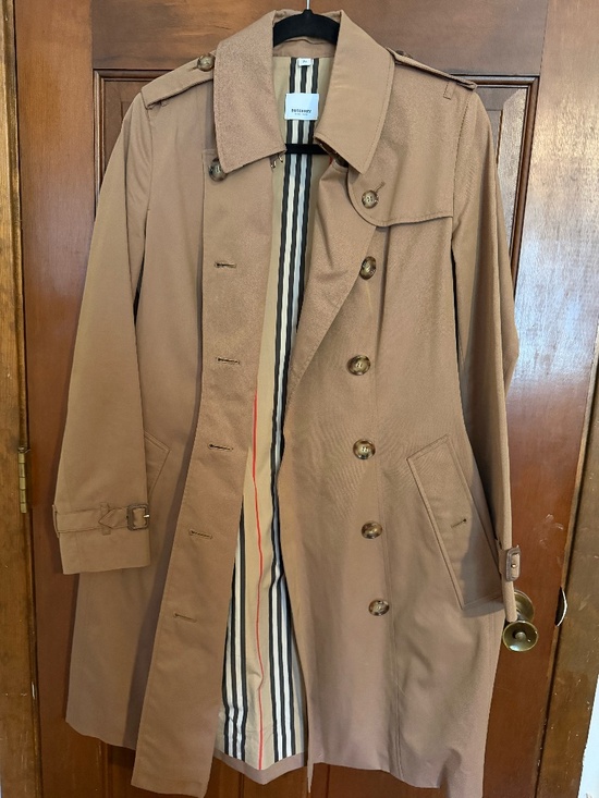 Burberry Jackets & Blazers - Burberry Trench coat Dark Honey Color White Label Striped Lining Size US 6 UK 8